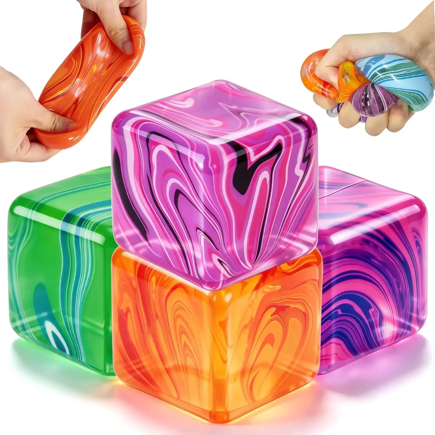 4 Pcs Stress Cube Squishies Fidget Toys, Ice Cube Shape Squeeze Toys, Slow Rise Stress Balls Sensory Toy for Adults
4 Pcs Stress Cube Squishies Fidget Toys, Ice Cube Shape Squeeze Toys, Slow Rise Stress Balls Sensory Toy for Adults