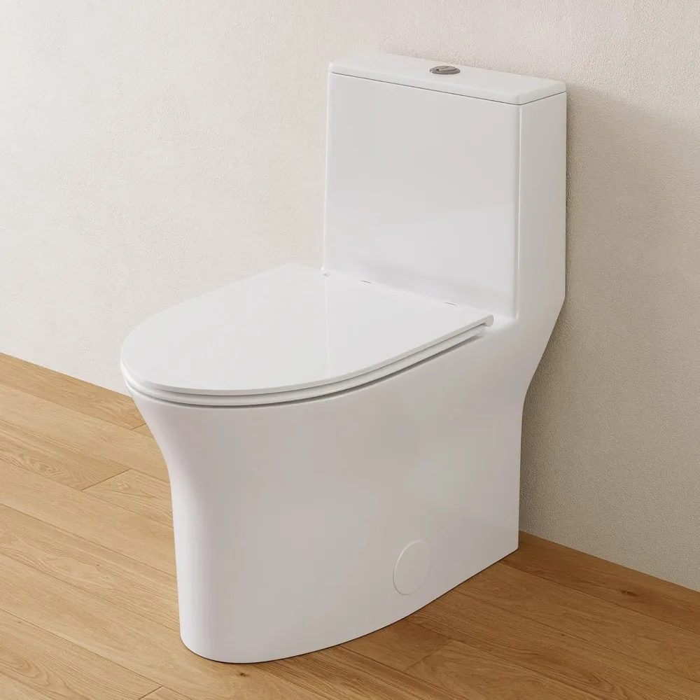 Compact One Piece Toilet for Small Bathroom, Space-Saving Powerful Dual Flush Skirted Toilet w/Comfort Chair Seat, 0.8/1.28 GPF
Compact One Piece Toilet for Small Bathroom, Space-Saving Powerful Dual Flush Skirted Toilet w/Comfort Chair Seat, 0.8/1.28 GPF