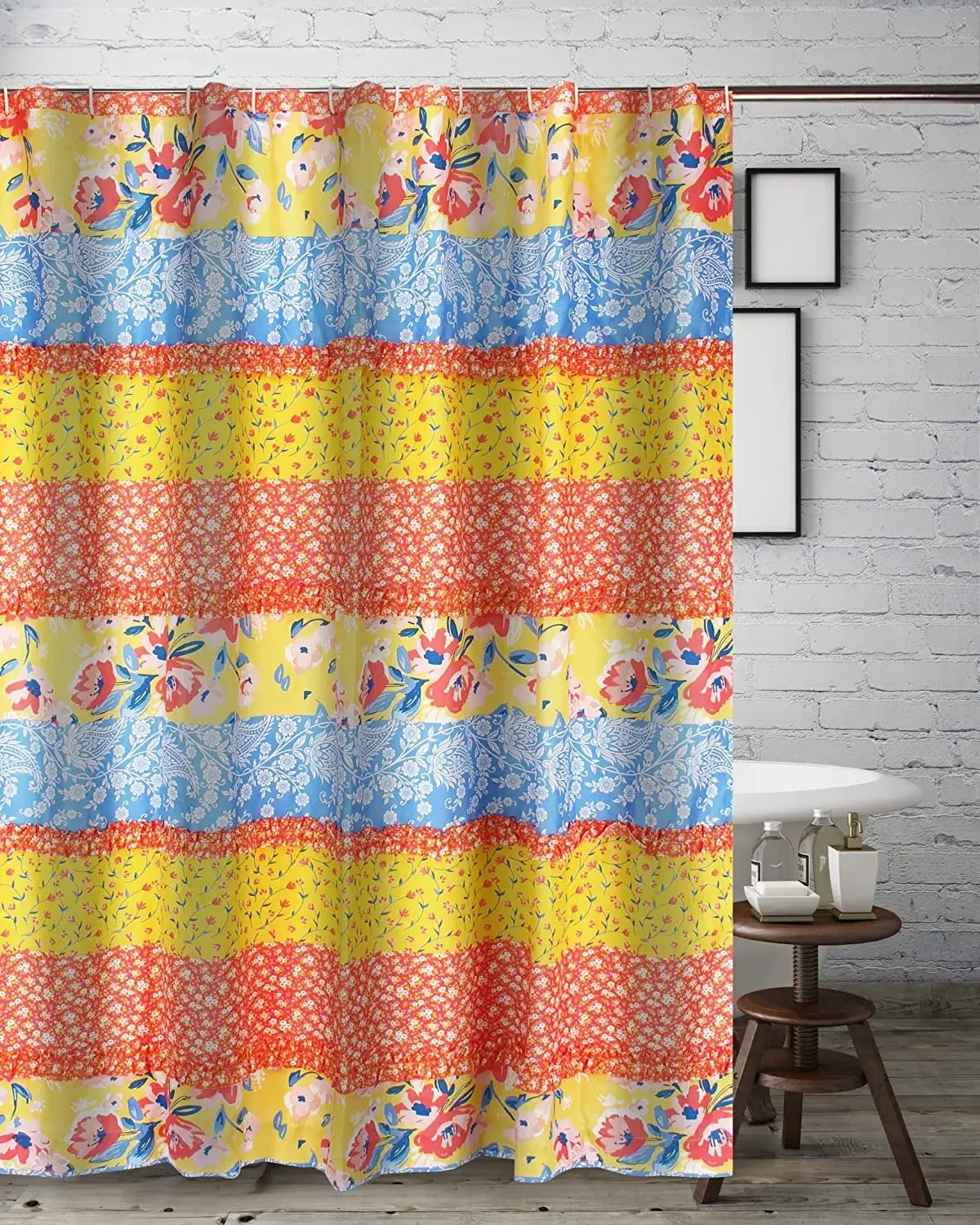 Calico and Paisley Ruffled Shower Curtain with Elegant Floral Pattern and Soft Textured Fabric
Calico and Paisley Ruffled Shower Curtain with Elegant Floral Pattern and Soft Textured Fabric