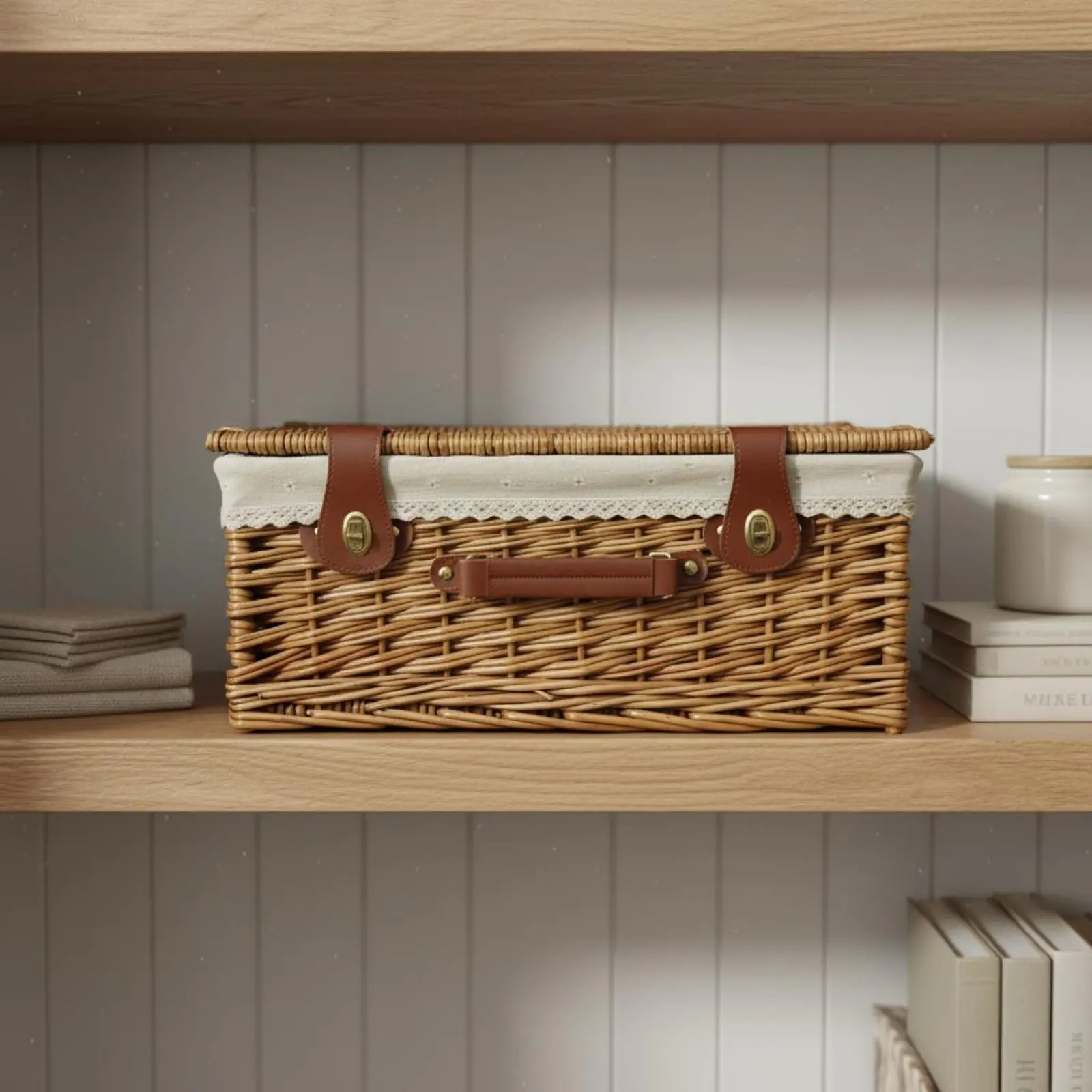 Vintage Picnic Basket Portable Lidded Carry Basket Wicker Storage Box Decorative Lightweight
Vintage Picnic Basket Portable Lidded Carry Basket Wicker Storage Box Decorative Lightweight