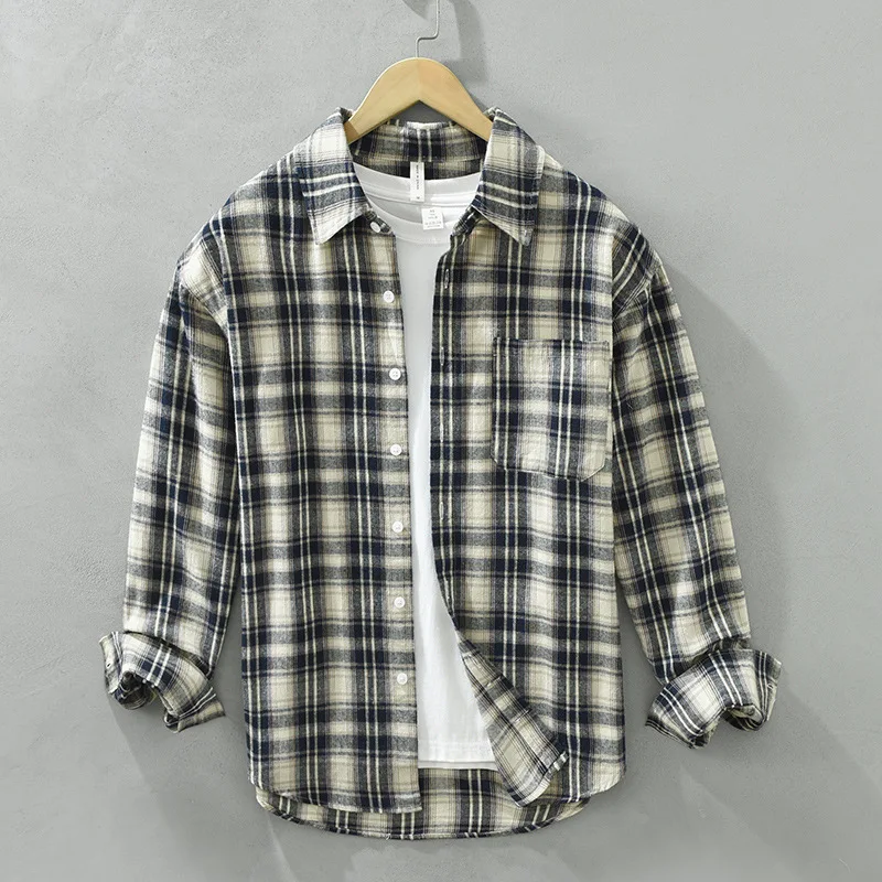 Men's Plaid irt Pure Cotton Flannel Casual Sle Autumn New Faion Retro Japanese id Pattern Long Sve Loose Fit irt
Men's Plaid irt Pure Cotton Flannel Casual Sle Autumn New Faion Retro Japanese id Pattern Long Sve Loose Fit irt