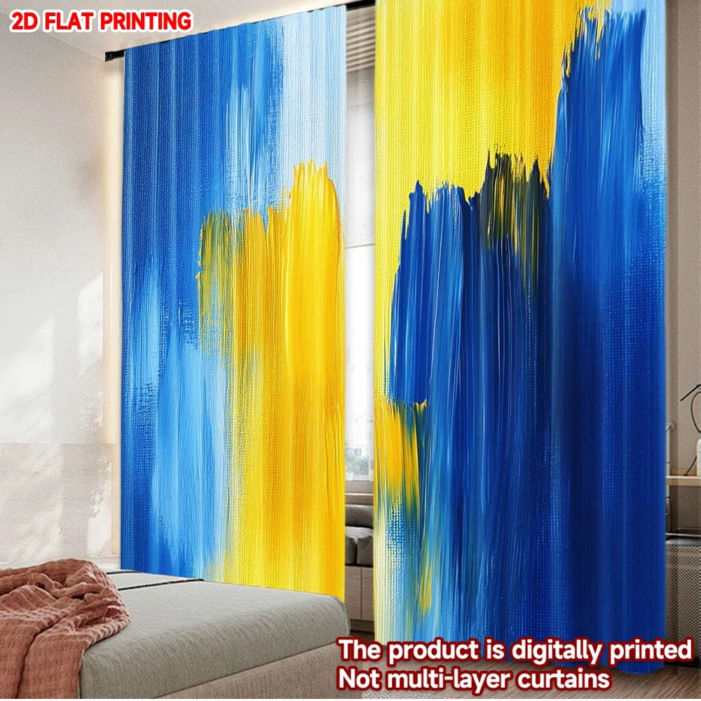 2D flat printing 2pcs Curtain Curtain Bold Blue Yellow Brushstrokes Digital Printed Polyester Drapes Festive Curtains Perfect
2D flat printing 2pcs Curtain Curtain Bold Blue Yellow Brushstrokes Digital Printed Polyester Drapes Festive Curtains Perfect
