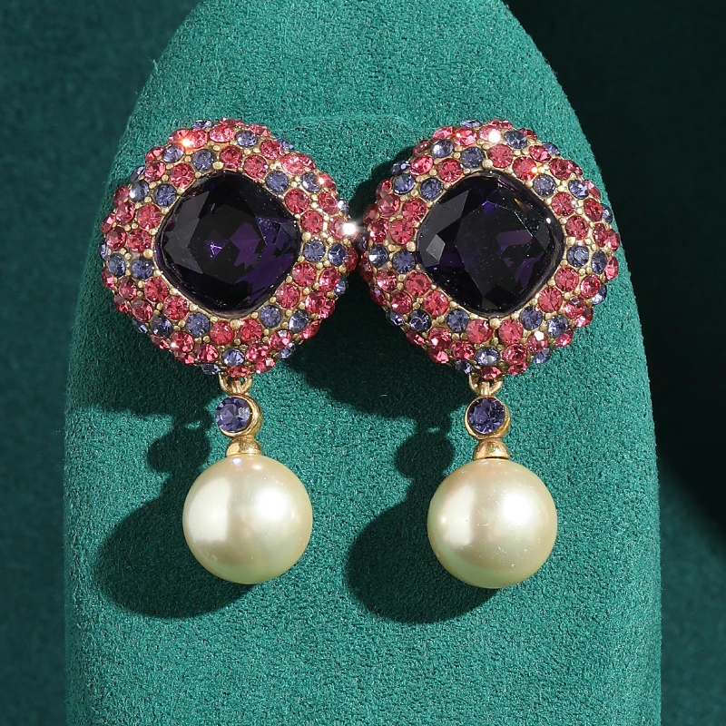 Vintage Amethyst Square Pearl Crystal Pink Drop Earrings Luxury Antique Art Deco Gold Color Rhinestone Jewelry Gift For Women
Vintage Amethyst Square Pearl Crystal Pink Drop Earrings Luxury Antique Art Deco Gold Color Rhinestone Jewelry Gift For Women