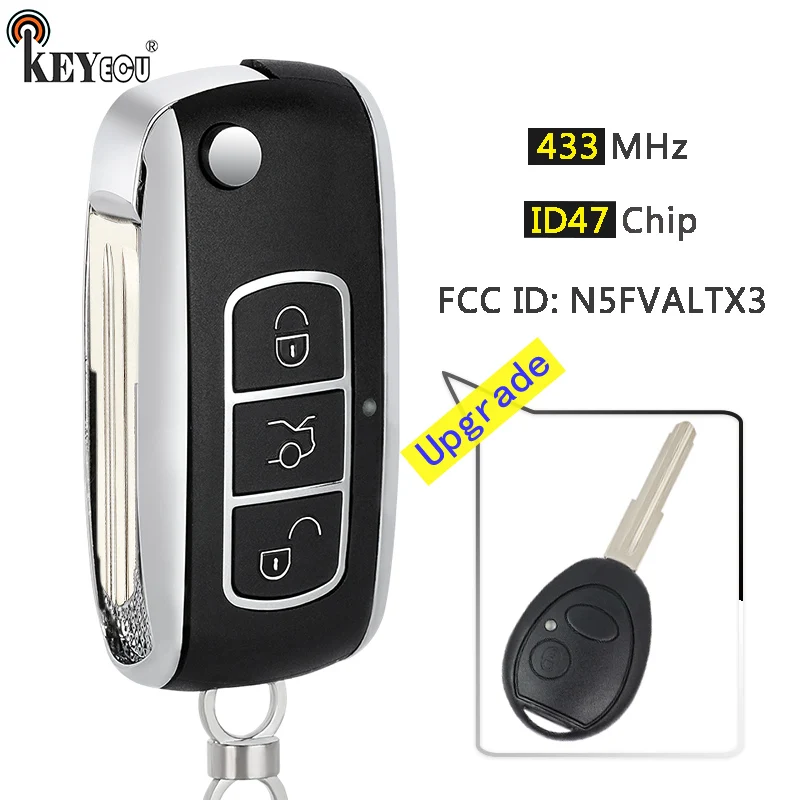 KEYECU 315MHz ID73 Chip FCC: N5FVALTX3 Upgraded Flip Folding 3 Button Remote Key Fob key for Land Rover Discovery 1999-2004
KEYECU 315MHz ID73 Chip FCC: N5FVALTX3 Upgraded Flip Folding 3 Button Remote Key Fob key for Land Rover Discovery 1999-2004