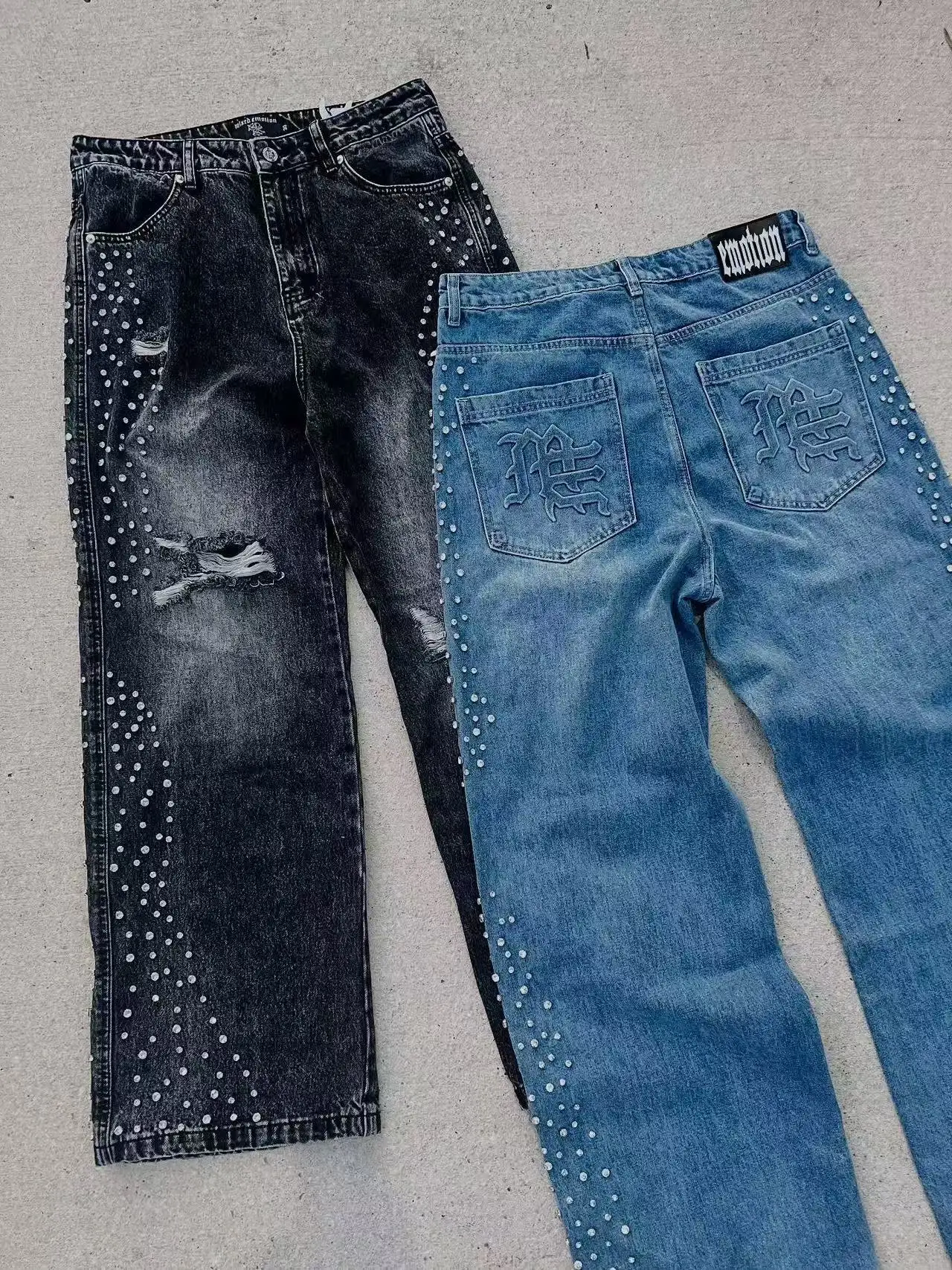 High Quality Diamond Studded Faded Jeans Loose Straight Cut Fashionable for All Occasions Teenager Winter Zipper Closure
High Quality Diamond Studded Faded Jeans Loose Straight Cut Fashionable for All Occasions Teenager Winter Zipper Closure