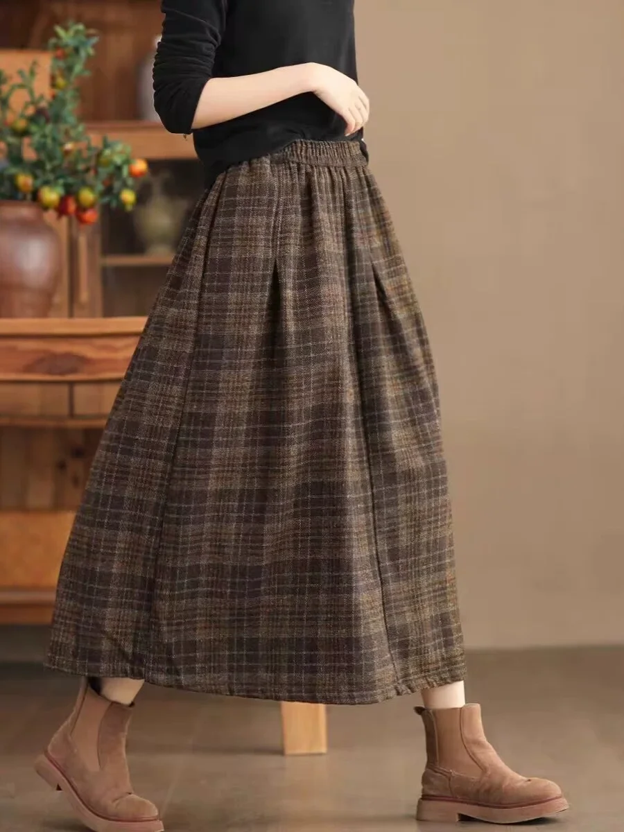 Loose Midi Plaid Skirt Women's Spring Autumn A-Line Skirt Vintage Cheered Brand Bule Large Size Commute Sle
Loose Midi Plaid Skirt Women's Spring Autumn A-Line Skirt Vintage Cheered Brand Bule Large Size Commute Sle