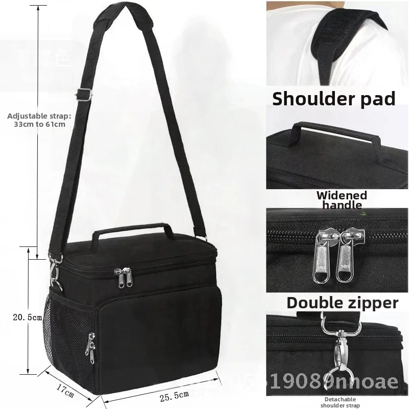 Утолщенная изоляционная сумка-бокс для обеда, портативная складная серая/черная/темно-синяя современная минималистичная сумка для льда с открытыми плечами для пикника
