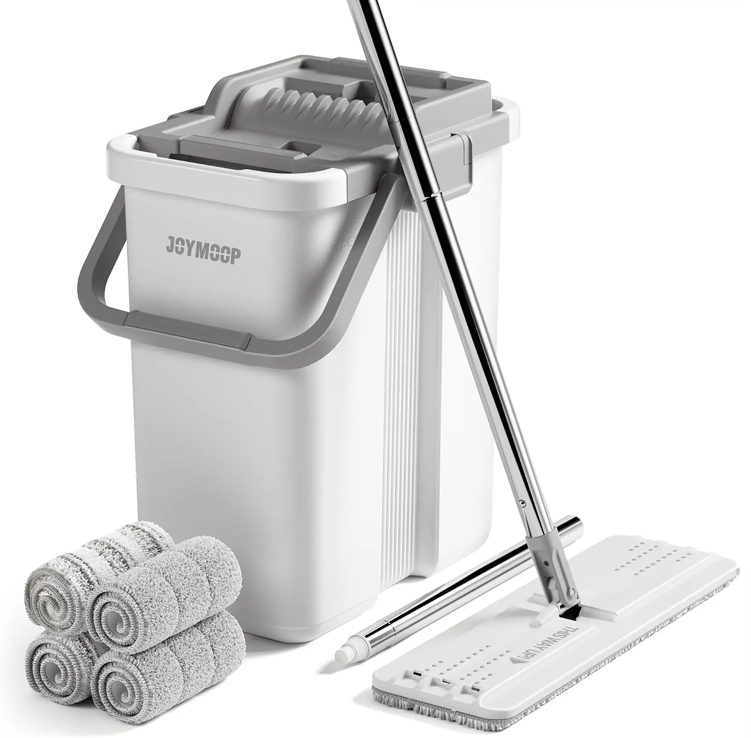 Flat Mop System with Bucket and Wringer, Hands-Free Cleaning, 2-Bucket Design, Microfiber Mop Pads, Long Handle
Flat Mop System with Bucket and Wringer, Hands-Free Cleaning, 2-Bucket Design, Microfiber Mop Pads, Long Handle