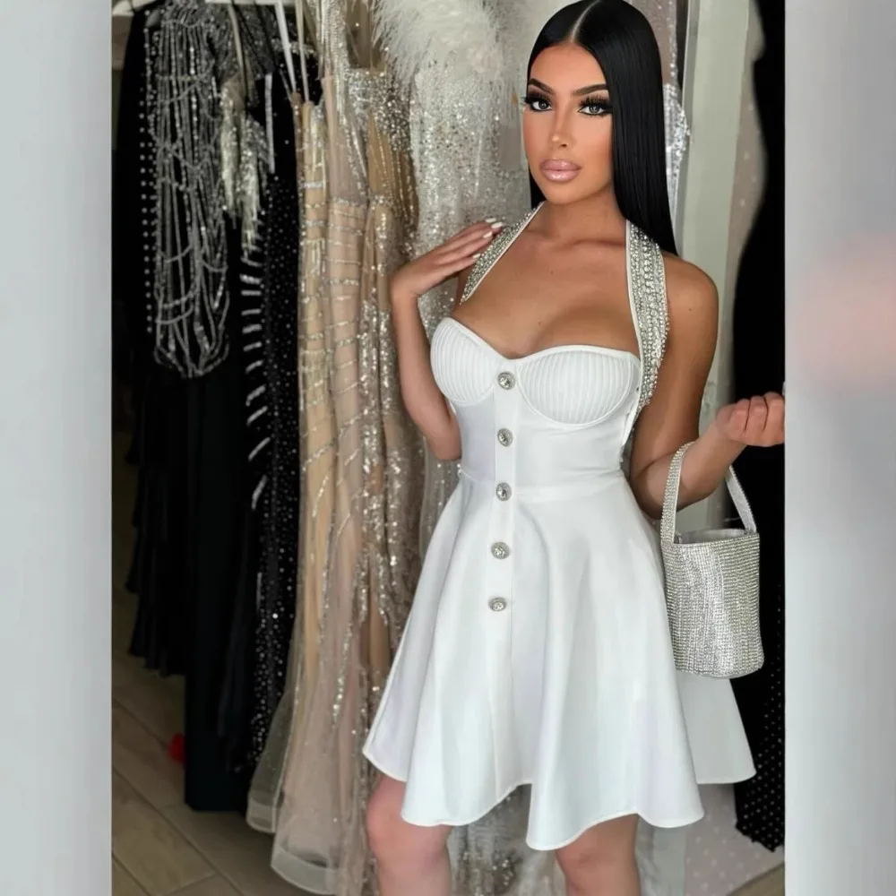 Women Celebrity Luxury Sexy Backless Halter Black Beading A Line Bandage Dress Birthday Party Celebrate Outfit Evening Dresses
Women Celebrity Luxury Sexy Backless Halter Black Beading A Line Bandage Dress Birthday Party Celebrate Outfit Evening Dresses