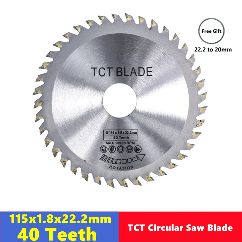 1pcs 115mm Woodworking circular saw blade with a diameter of 22.2mm and 40 teeth wood cutting saw blade
1pcs 115mm Woodworking circular saw blade with a diameter of 22.2mm and 40 teeth wood cutting saw blade