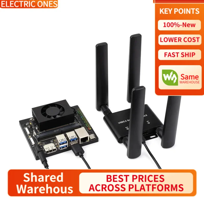 【Waveshare genuine】- 5G DONGLE Expansion Board, USB 3.2 Port, Aluminum Alloy Case, Quad Antennas, Onboard M.2 Key B, Options 5G
【Waveshare genuine】- 5G DONGLE Expansion Board, USB 3.2 Port, Aluminum Alloy Case, Quad Antennas, Onboard M.2 Key B, Options 5G
