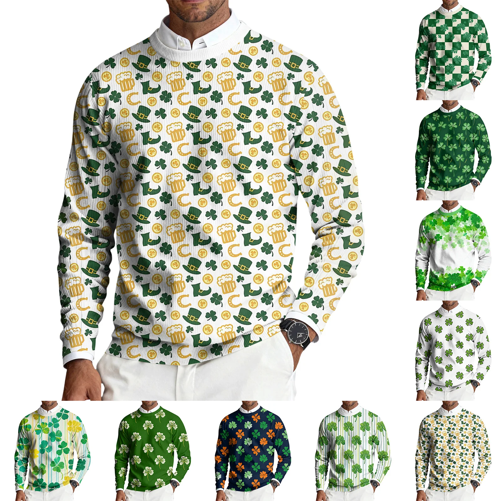 Men's Sweatshirts St Patrick's Day Green Vintage Knit Graphic Sweatshirt Round Neck Pullover Autumn Winter Pullover Top
Men's Sweatshirts St Patrick's Day Green Vintage Knit Graphic Sweatshirt Round Neck Pullover Autumn Winter Pullover Top