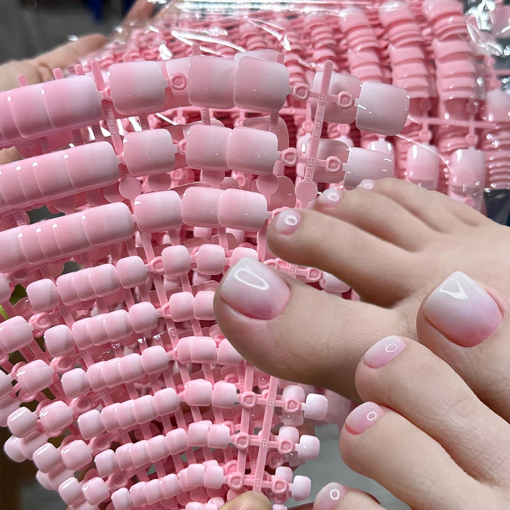 120Pcs Pink White Gradient Press on Toenails Summer Glossy Fake Toe nails 24*5 Short Square Ombre False Toenail Tips #Women Girl
120Pcs Pink White Gradient Press on Toenails Summer Glossy Fake Toe nails 24*5 Short Square Ombre False Toenail Tips #Women Girl