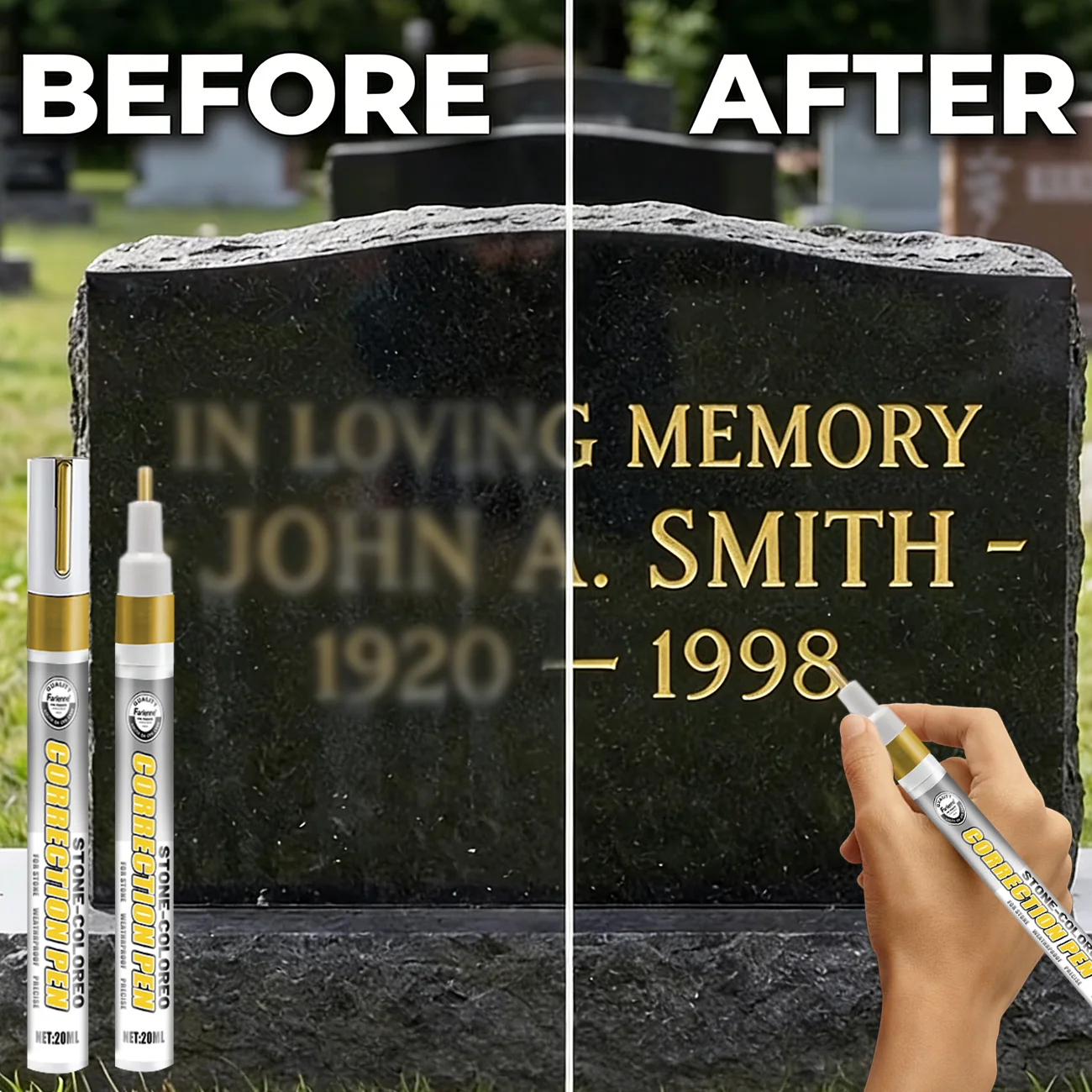 Профессиональная ручка KJM для восстановления надписей на памятных камнях: мгновенное восстановление золотых надписей с долговременной защитой от атмосферных воздействий для мемориалов
Профессиональная ручка KJM для восстановления надписей на памятных камнях: мгновенное восстановление золотых надписей с долговременной защитой от атмосферных воздействий для мемориалов