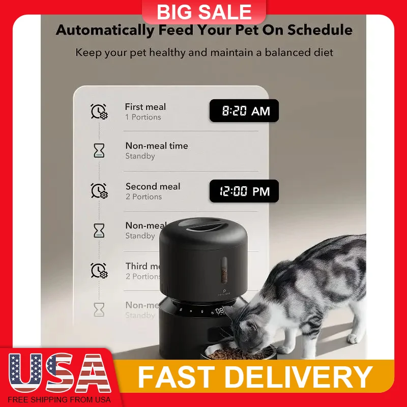 Automatic Cat Feeder Pet Dry Food Dispenser Timed Feeder with Stainless Steel Bowl 6 Meals 50 Portions for Small Medium Cats Dog
Automatic Cat Feeder Pet Dry Food Dispenser Timed Feeder with Stainless Steel Bowl 6 Meals 50 Portions for Small Medium Cats Dog