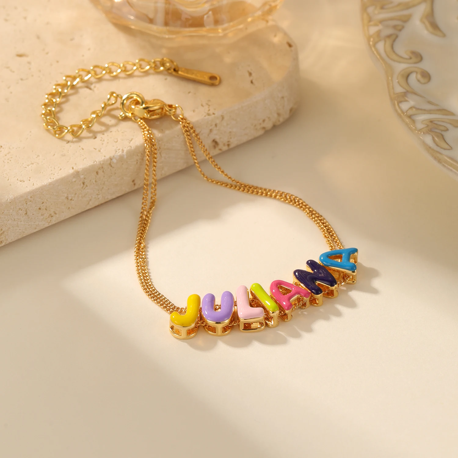 3D Enamel Painted Bubble Letters Double Layered 2mm Cuban Chain Necklace Custom Name Initial Dainty Colorful Jewelry Women Gift
3D Enamel Painted Bubble Letters Double Layered 2mm Cuban Chain Necklace Custom Name Initial Dainty Colorful Jewelry Women Gift