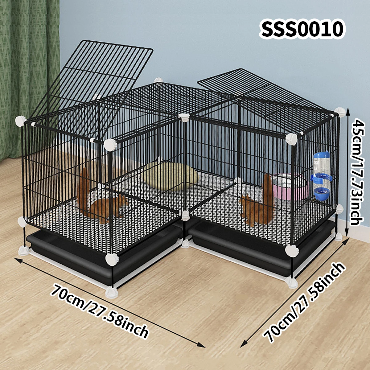Modular Iron Mesh Pet Cage with Pull-Out Tray, Multi-Layer Rabbit Cage, Guinea Pig Cage, Small Pet Enclosure Villa