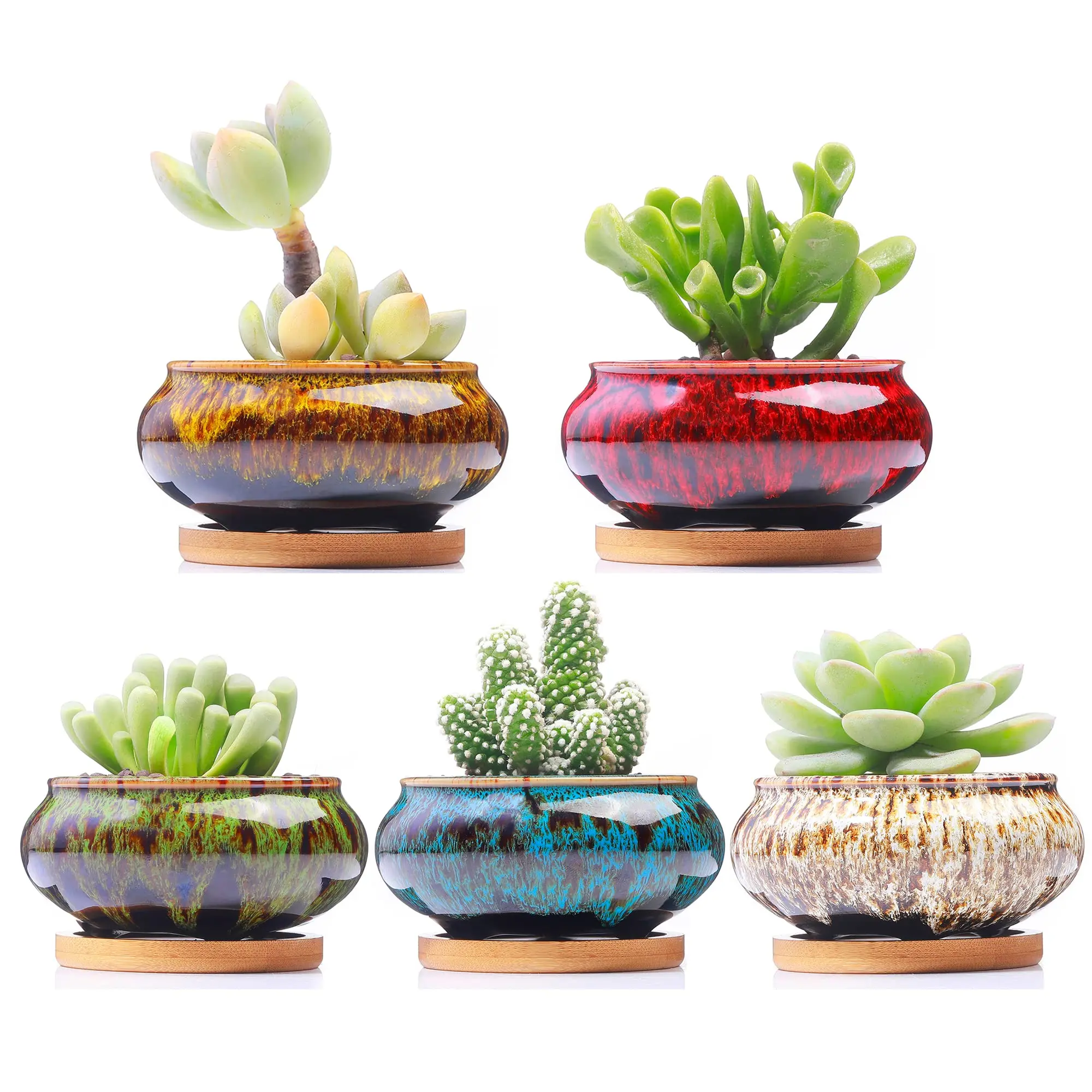 LAMDAWN Cute Ceramic Succulent Garden Pots, Planter with Drainage and Attached Saucer, Set of 5 -Plants Not Included (Burner)
LAMDAWN Cute Ceramic Succulent Garden Pots, Planter with Drainage and Attached Saucer, Set of 5 -Plants Not Included (Burner)