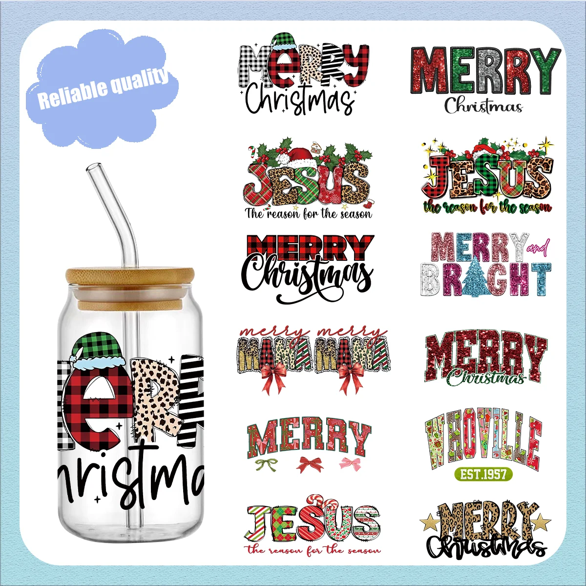 Christmas 3D UV DTF Transfers Stickers Durable Waterproof Logo 16oz Glass Wrap Can DIY Waterproof Easy To Use Custom Stickers
Christmas 3D UV DTF Transfers Stickers Durable Waterproof Logo 16oz Glass Wrap Can DIY Waterproof Easy To Use Custom Stickers