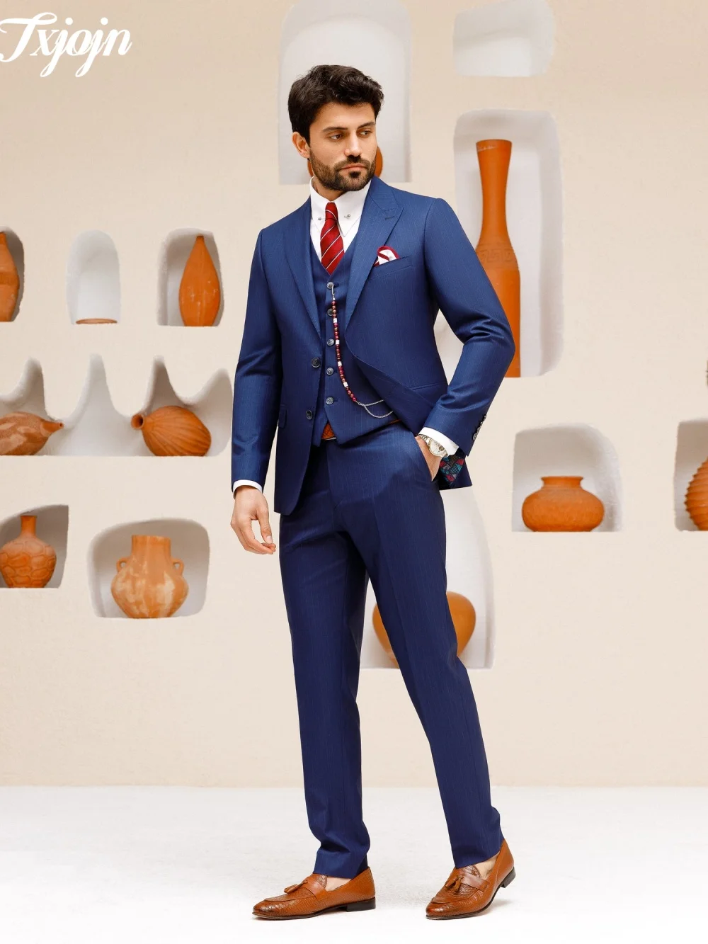 Classic striped Men's Suit Set 3PCS Formal Single Breasted Men's Tuxedos Suit Fashion Office Suit Men For Groom Suit Customized
Classic striped Men's Suit Set 3PCS Formal Single Breasted Men's Tuxedos Suit Fashion Office Suit Men For Groom Suit Customized