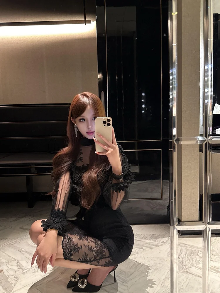 Elegant Long Sleeve Lace Dress Heavy Embroidery Waist Cinched Bodycon Skirt for Birthday Party Street Style Date Polyester Fiber
Elegant Long Sleeve Lace Dress Heavy Embroidery Waist Cinched Bodycon Skirt for Birthday Party Street Style Date Polyester Fiber