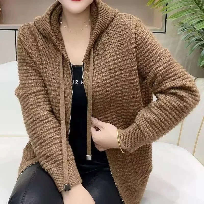 High-Quality Sweater Coat Women's Autumn Winter 2025 New Thick Needle Knitwear Hooded Cardigan Jacket Female Fashion Short Tops
High-Quality Sweater Coat Women's Autumn Winter 2025 New Thick Needle Knitwear Hooded Cardigan Jacket Female Fashion Short Tops