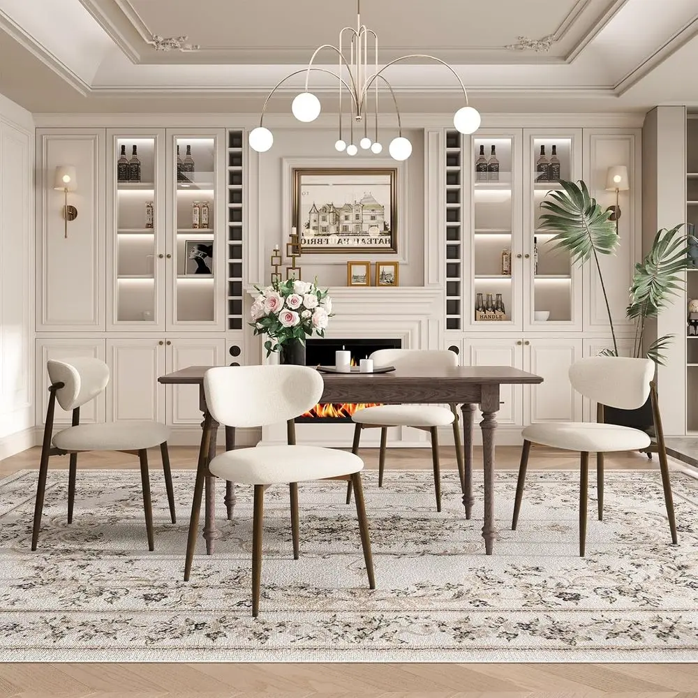 Set of 4 Curved Back Dining Chairs with Metal Legs, Beige Upholstery for Home and Restaurant Use
Set of 4 Curved Back Dining Chairs with Metal Legs, Beige Upholstery for Home and Restaurant Use