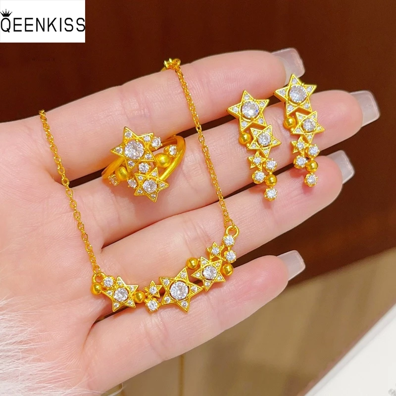 QEENKISS 24KT Gold Star Necklace+Earrings+Ring For Women Wedding Party Birthday Christmas Bride Mother Girl Lady Gifts JS5113
QEENKISS 24KT Gold Star Necklace+Earrings+Ring For Women Wedding Party Birthday Christmas Bride Mother Girl Lady Gifts JS5113