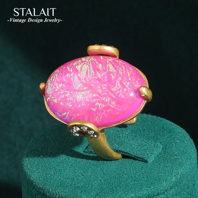 Vintage Large Oval Pink Opal Jewelry Ring Wedding Antique Gold Color Luxury Quality Designer Adjustable For Woman Accessories
Vintage Large Oval Pink Opal Jewelry Ring Wedding Antique Gold Color Luxury Quality Designer Adjustable For Woman Accessories