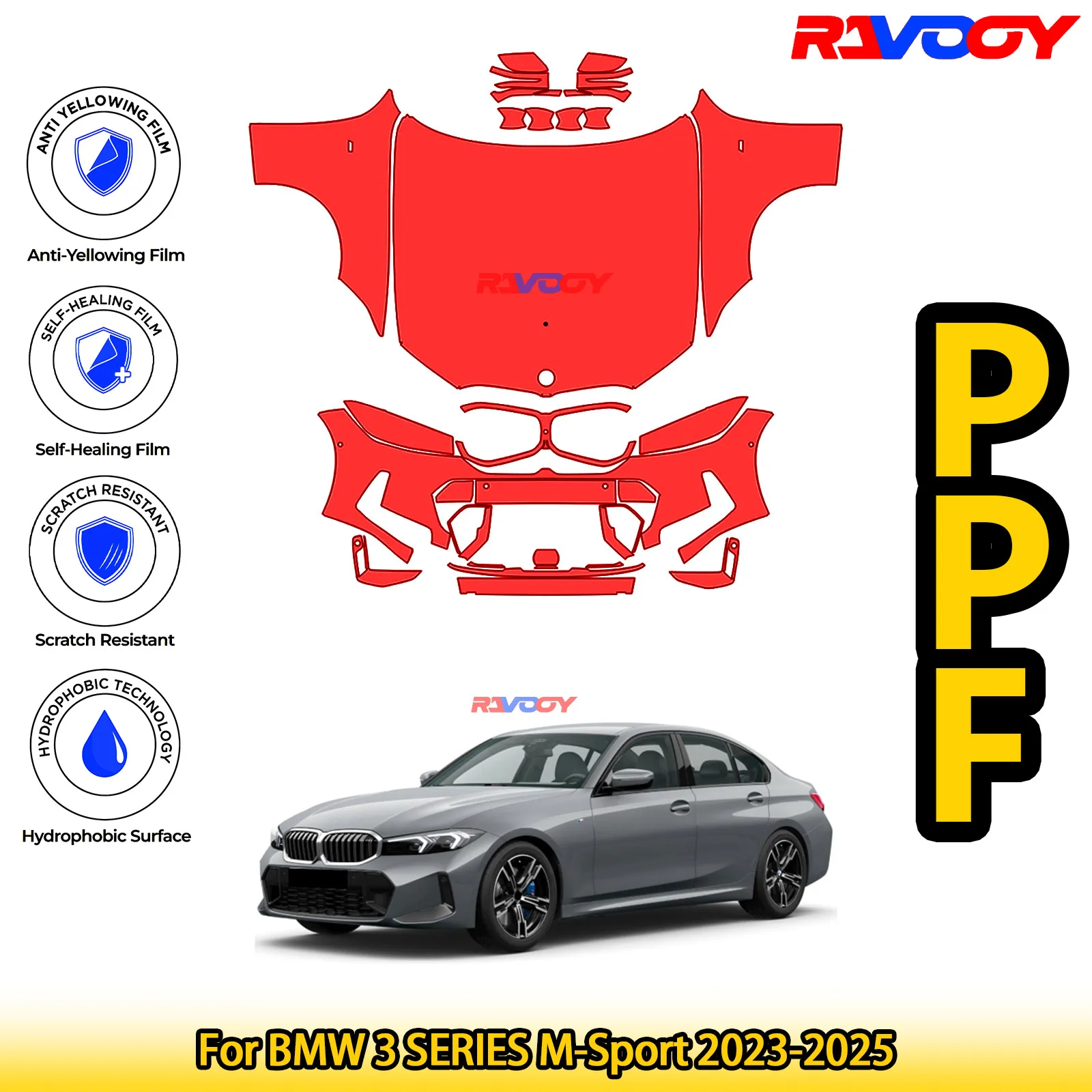 Для BMW 3 SERIES M-Sport 2023-2025 глянцевая матовая черная предварительно вырезанная передняя защитная пленка PPF комплект
Для BMW 3 SERIES M-Sport 2023-2025 глянцевая матовая черная предварительно вырезанная передняя защитная пленка PPF комплект