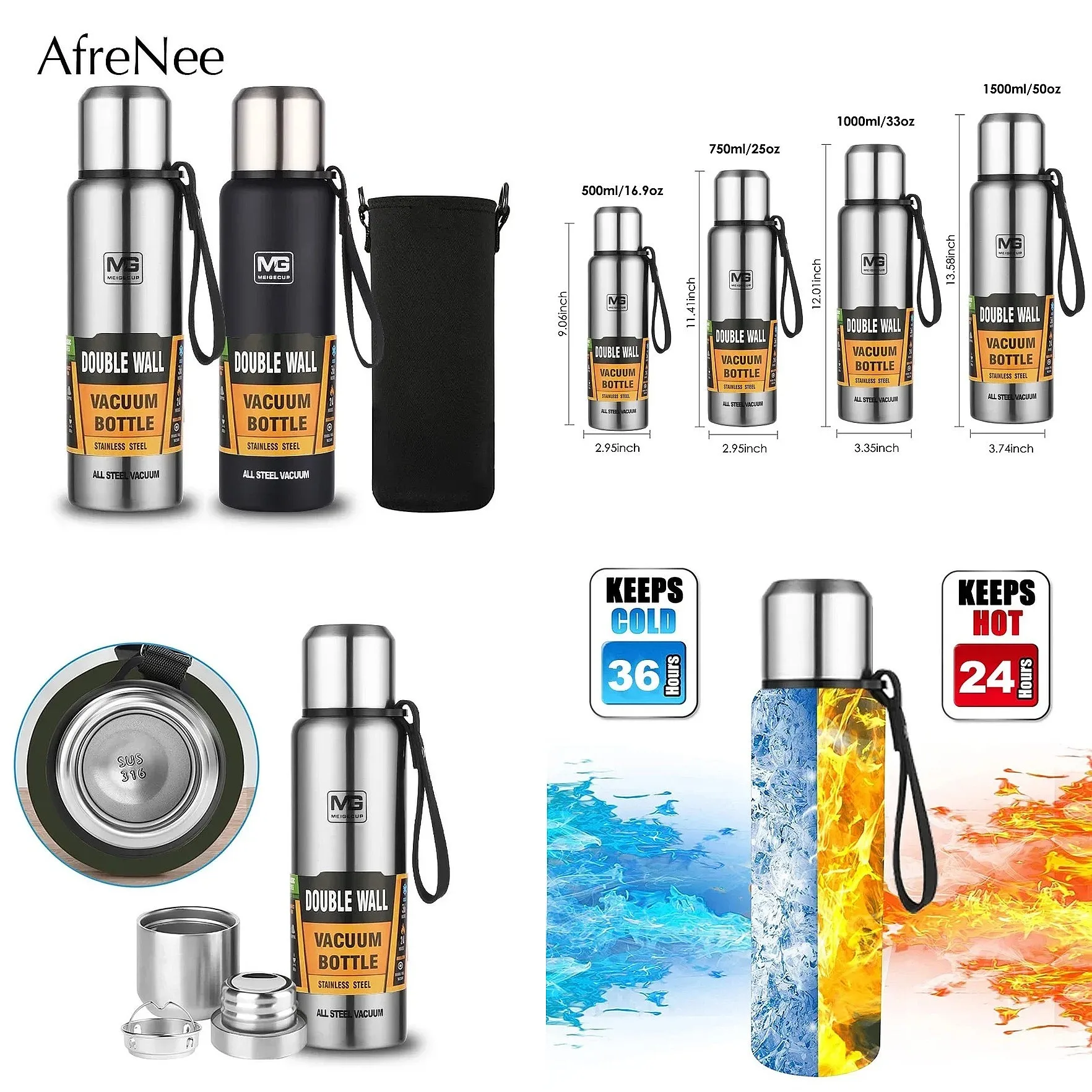 Premium 304 Stainless Steel Vacuum Insulated Thermos Bottle Hot Cold Water Tumbler Cup with Rope for Tea Coffee Drinks
Premium 304 Stainless Steel Vacuum Insulated Thermos Bottle Hot Cold Water Tumbler Cup with Rope for Tea Coffee Drinks