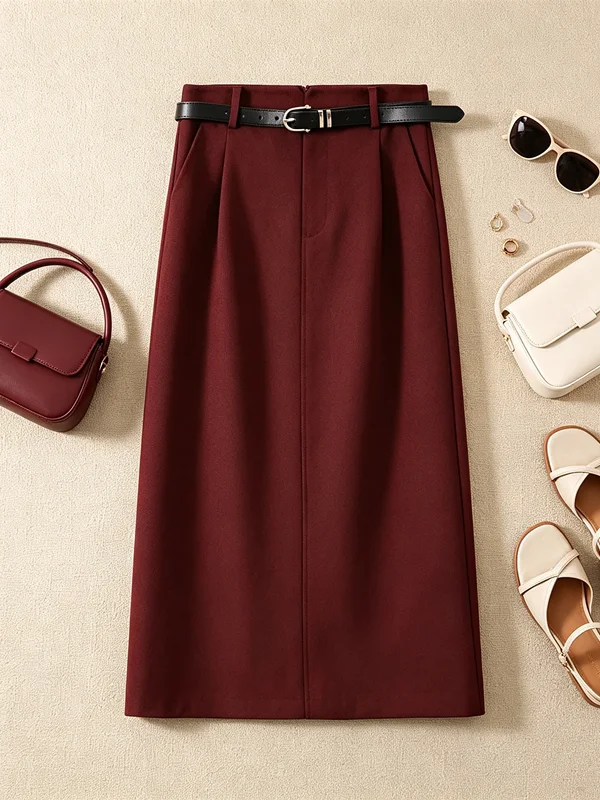 Red Slimming High Waist Suit Style Midi Skirt Commute Elegant Business Skirt Straight Cut Korean Version Polyester Fiber
Red Slimming High Waist Suit Style Midi Skirt Commute Elegant Business Skirt Straight Cut Korean Version Polyester Fiber