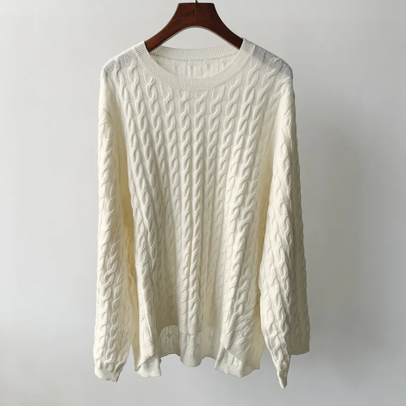 Fashion Twist Pattern Round Neck Pullover Loose Cashmere Pullover Sweater
Fashion Twist Pattern Round Neck Pullover Loose Cashmere Pullover Sweater