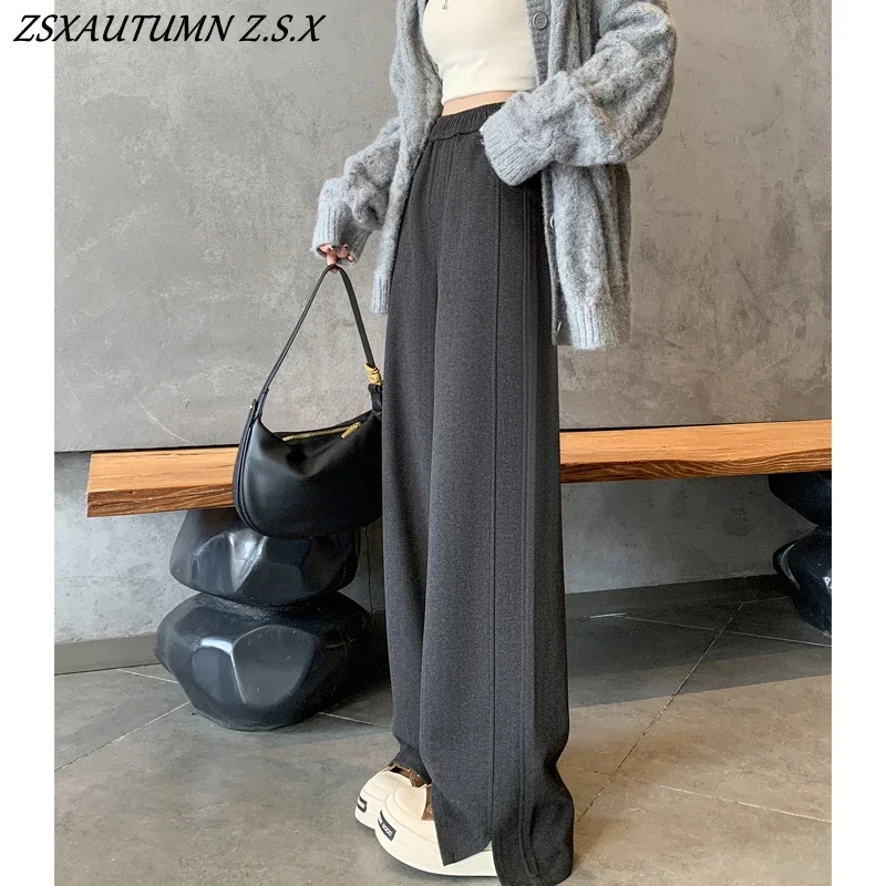 Autumn Winter Wide Leg Pants Women New Woolen Pants Split Korean Fashion High Waist Trousers Solid All-match Straight Pants
Autumn Winter Wide Leg Pants Women New Woolen Pants Split Korean Fashion High Waist Trousers Solid All-match Straight Pants