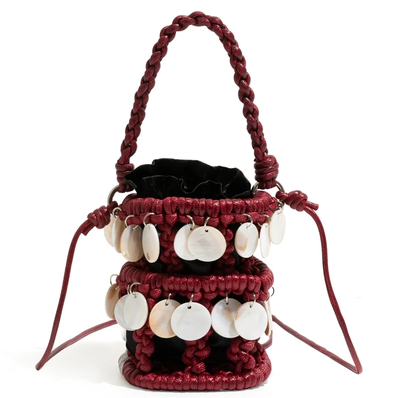 Casual Vacation Hollow-woven Handbag with Shell Fragments Rope Crochet Mini Bucket Bag for Women Bohemian Beach Crossbody Bag
Casual Vacation Hollow-woven Handbag with Shell Fragments Rope Crochet Mini Bucket Bag for Women Bohemian Beach Crossbody Bag