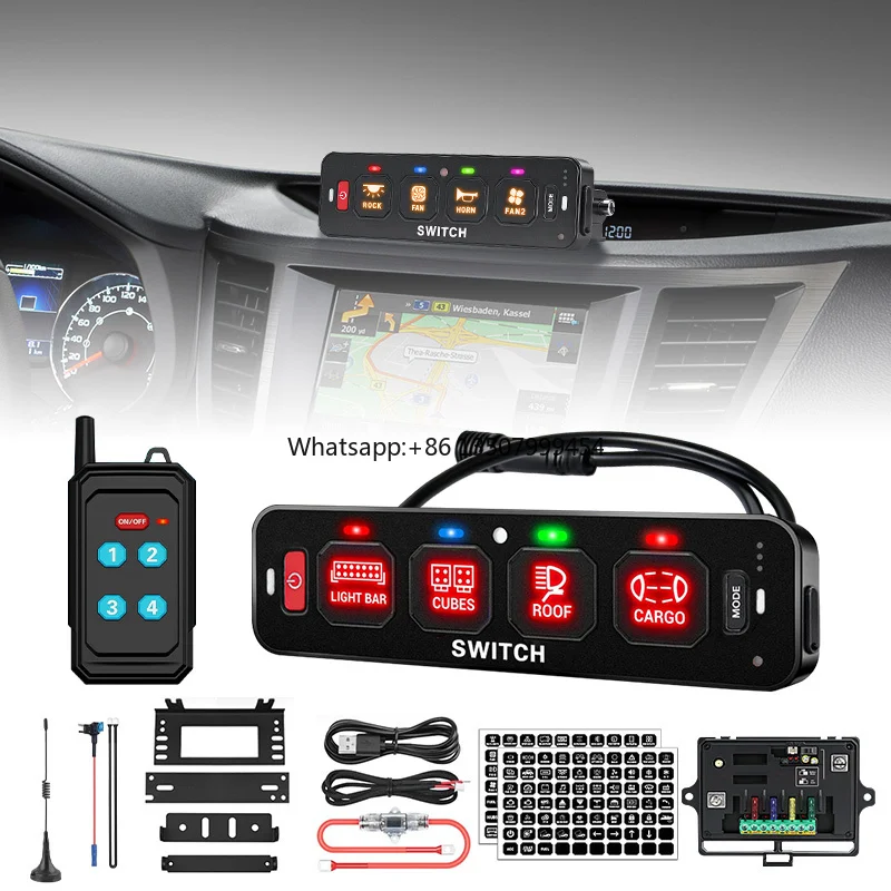New 12V 24V Single Row Offroad Switch Panel 4 Gang Wireless Switch Panel Car 4 Gang Switch Box with Remote Control
New 12V 24V Single Row Offroad Switch Panel 4 Gang Wireless Switch Panel Car 4 Gang Switch Box with Remote Control