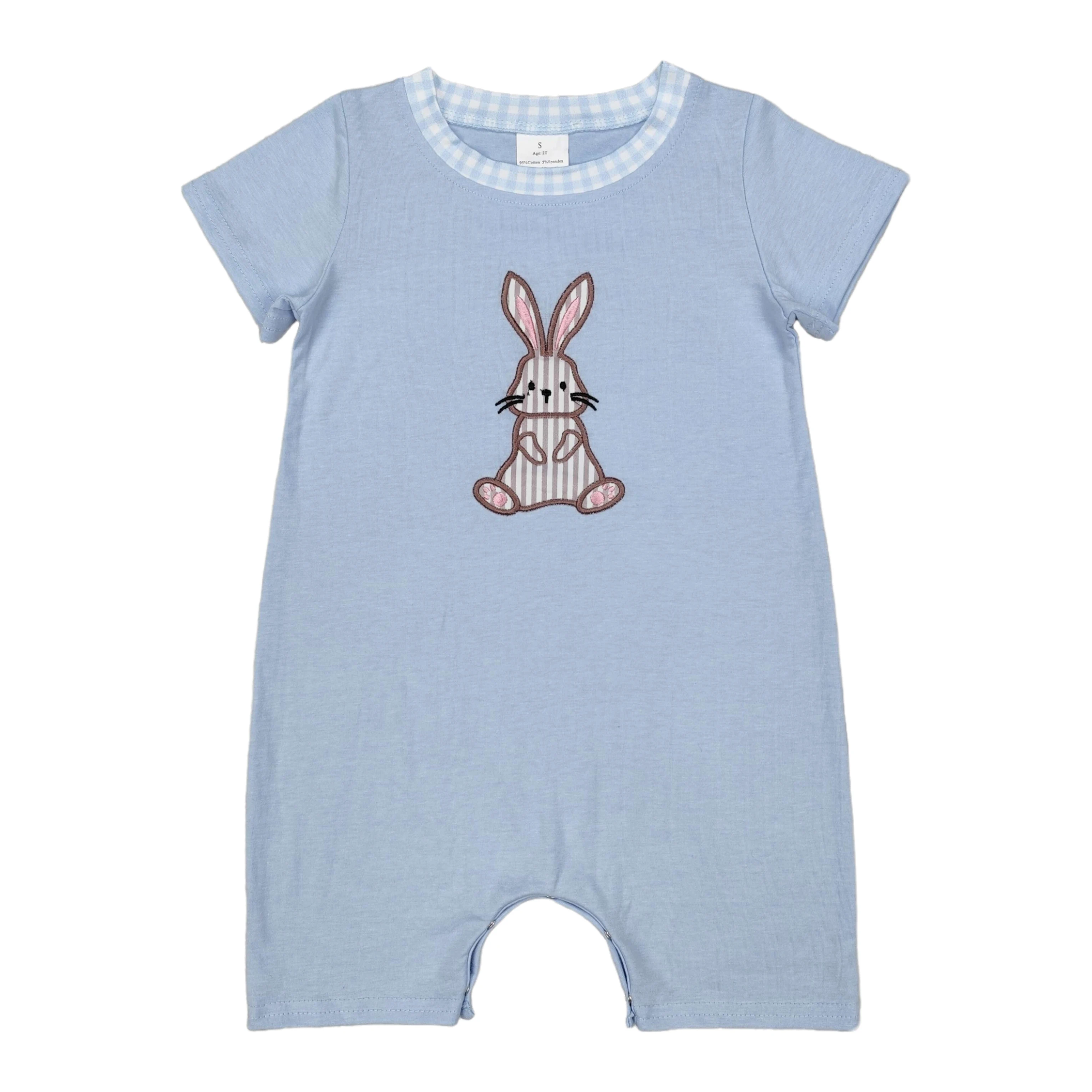 Wholesale Embroidery Baby Infant Boys Blue Easter Rabbit Bunny Short Sleeves Bodysuit One-piece Coverall Kids Toddler Romper
Wholesale Embroidery Baby Infant Boys Blue Easter Rabbit Bunny Short Sleeves Bodysuit One-piece Coverall Kids Toddler Romper