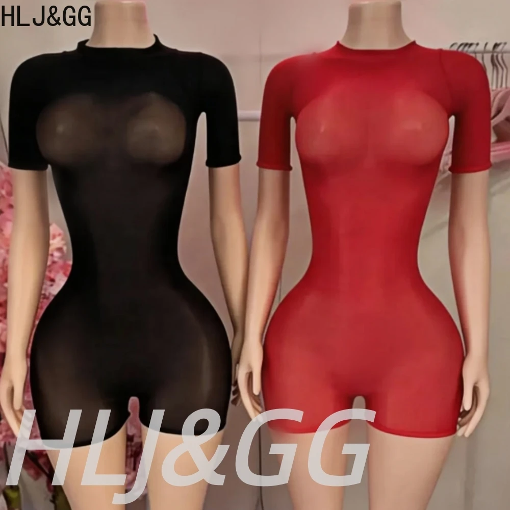 HLJ&GG Sexy See Though Stretchy Bodycon One Piece Rompers Women Round Neck Short Sleeve Slim Jumpsuits Hot Girl Nightclub Wear
HLJ&GG Sexy See Though Stretchy Bodycon One Piece Rompers Women Round Neck Short Sleeve Slim Jumpsuits Hot Girl Nightclub Wear