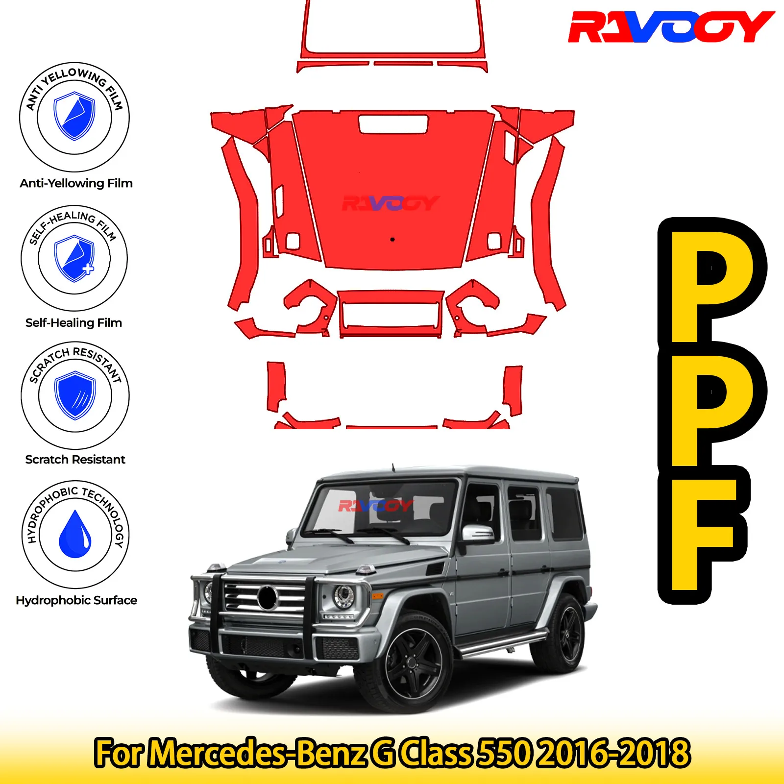 Для Mercedes-Benz G Class 550 2016-2018 глянцевая матовая черная предварительно вырезанная передняя защитная пленка PPF для защиты от краски
Для Mercedes-Benz G Class 550 2016-2018 глянцевая матовая черная предварительно вырезанная передняя защитная пленка PPF для защиты от краски