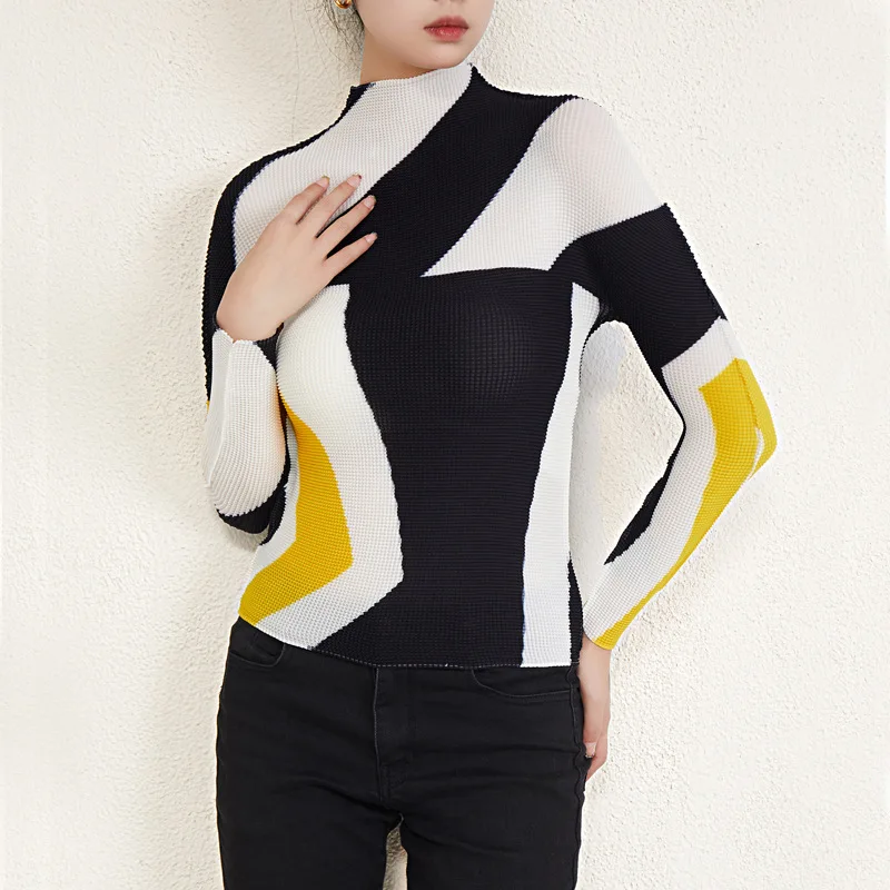 Tops For Women 2023 Half Turtleneck Long Sleeved Fashion Printed Slimming Stretch Miyake Pleated T-Shirts Female
Tops For Women 2023 Half Turtleneck Long Sleeved Fashion Printed Slimming Stretch Miyake Pleated T-Shirts Female