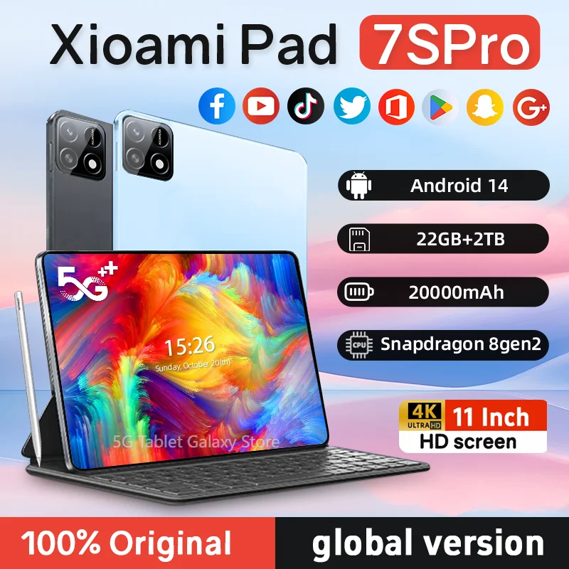 2025 New7S Pro Tablet with Snapdragon 8gen2 4K Screen 22GB RAM 2TB Storage Android 14 System Dual-Mode 5G and Wi-Fi 20000mAh
2025 New7S Pro Tablet with Snapdragon 8gen2 4K Screen 22GB RAM 2TB Storage Android 14 System Dual-Mode 5G and Wi-Fi 20000mAh