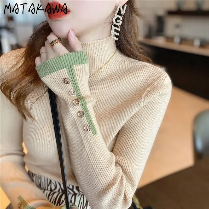 Matakawa Turtleneck Women Sweaters Contrast Color Korean Fashion Basics Short Pullovers Autumn Winter Casual Sweet Sueter Mujer
Matakawa Turtleneck Women Sweaters Contrast Color Korean Fashion Basics Short Pullovers Autumn Winter Casual Sweet Sueter Mujer