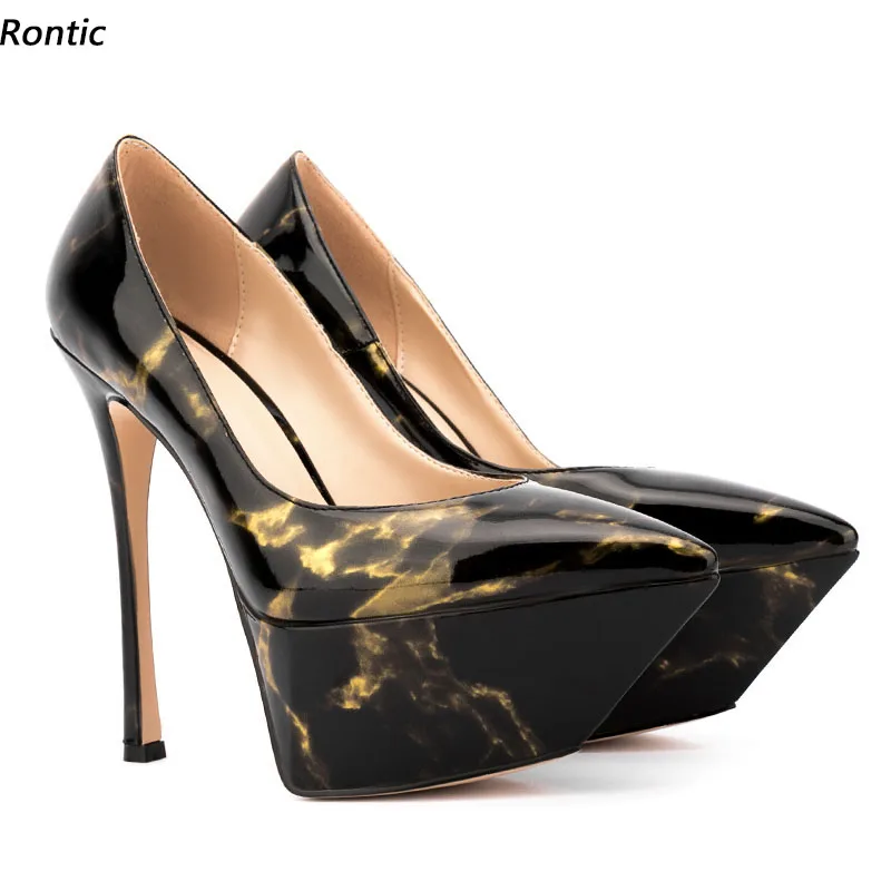Rontic Women Platform Pumps Printed Patent Leather Sexy Stiletto Heels Pointed Toe Classic Black Party Shoes Ladies US Size 5-20
Rontic Women Platform Pumps Printed Patent Leather Sexy Stiletto Heels Pointed Toe Classic Black Party Shoes Ladies US Size 5-20