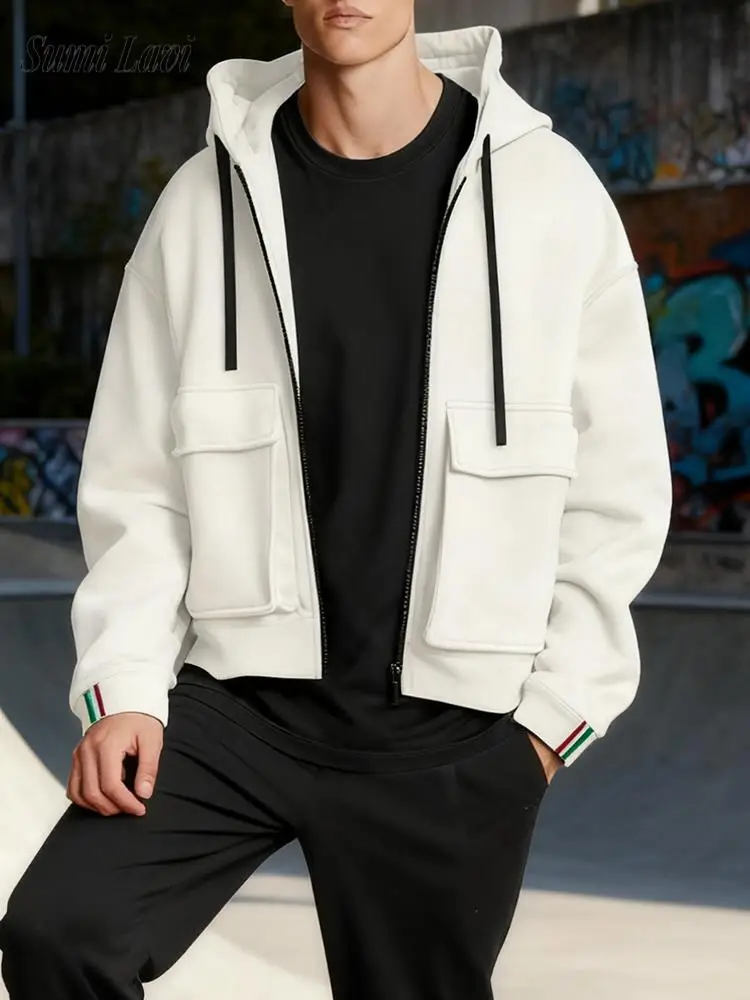 Casual Multi Pocket Hooded Jackets For Mens Autumn Winter Daily Leisure Solid Color Outerwear Men Fashionable Loose Cardigans
Casual Multi Pocket Hooded Jackets For Mens Autumn Winter Daily Leisure Solid Color Outerwear Men Fashionable Loose Cardigans