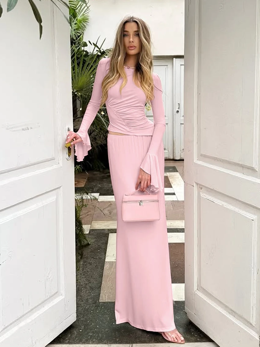 Marthaqiqi Elegant Pink Ladies Nightwear Suit Long Sleeve Nightgowns Sexy V-Neck Sleepwear Long Skirts Winter Female Pajamas Set
Marthaqiqi Elegant Pink Ladies Nightwear Suit Long Sleeve Nightgowns Sexy V-Neck Sleepwear Long Skirts Winter Female Pajamas Set