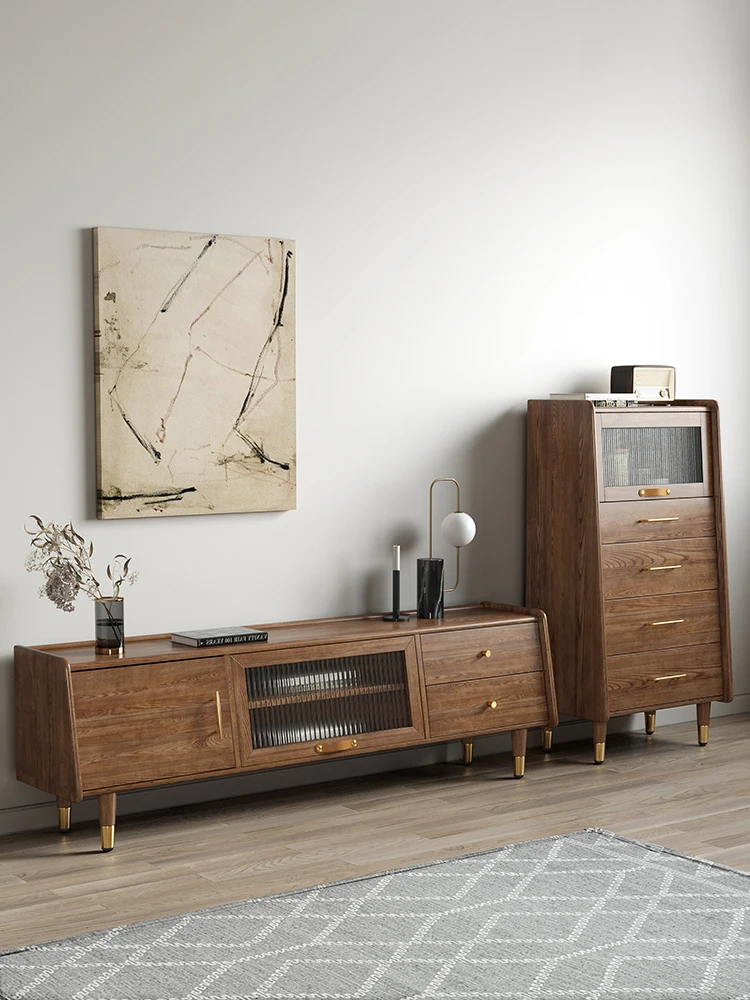 Nordic TV cabinet, white wax wood edge cabinet, minimalist small unit, walnut color, light luxury living room furniture
Nordic TV cabinet, white wax wood edge cabinet, minimalist small unit, walnut color, light luxury living room furniture