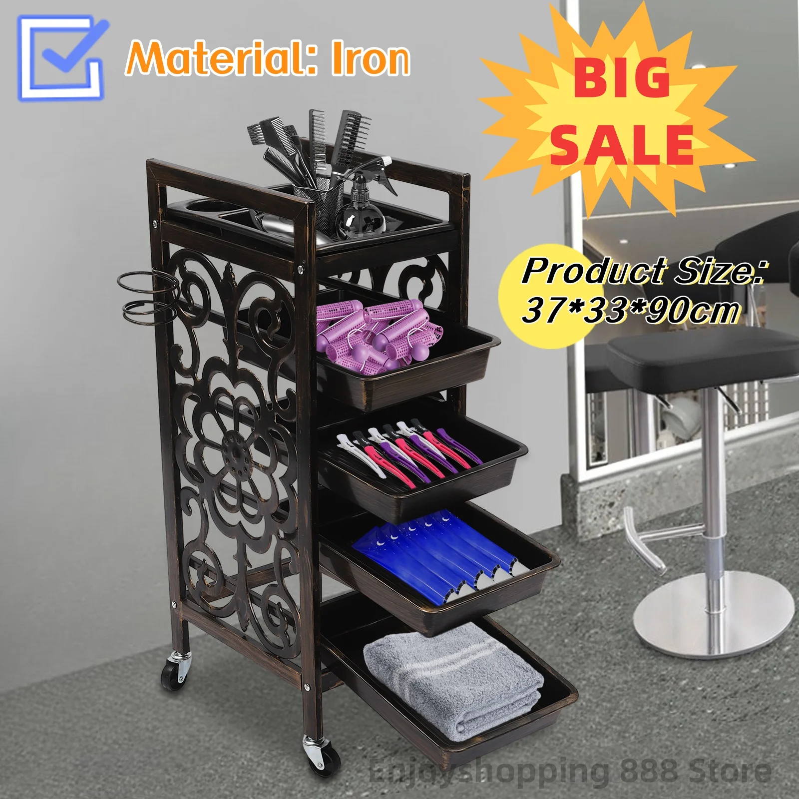 5-Tier Rolling Trolley Salon Spa Beauty Tattoo Manicure Storage Cart W/ 4 Wheels
5-Tier Rolling Trolley Salon Spa Beauty Tattoo Manicure Storage Cart W/ 4 Wheels