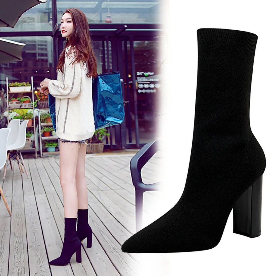 Women Pumps Wind Autumn/winter Fashion New Style Simple Coarse High Heel Pointed Sexy Nightclub Look Thin Knitted Short Boots
Women Pumps Wind Autumn/winter Fashion New Style Simple Coarse High Heel Pointed Sexy Nightclub Look Thin Knitted Short Boots