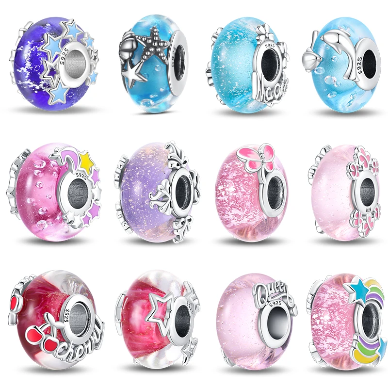 925 Silver Colorful Butterfly Flower Dolphin Luminous Glass Charms Beads Fit Pandach Original Bracelets Fine DIY Jewelry Gifts
925 Silver Colorful Butterfly Flower Dolphin Luminous Glass Charms Beads Fit Pandach Original Bracelets Fine DIY Jewelry Gifts