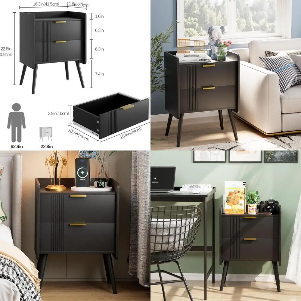 Contemporary 2-Drawer Nightstand, Compact Wooden Side Table for Bedrooms, Living Rooms, and Small Spaces
Contemporary 2-Drawer Nightstand, Compact Wooden Side Table for Bedrooms, Living Rooms, and Small Spaces